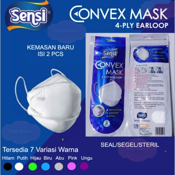 SENSI CONVEX MASK 4PLY  SACHET / MASKER SENSI CONVEX ISI 2 ORIGINAL SEGEL DARI PABRIK (BUKAN REPACK)