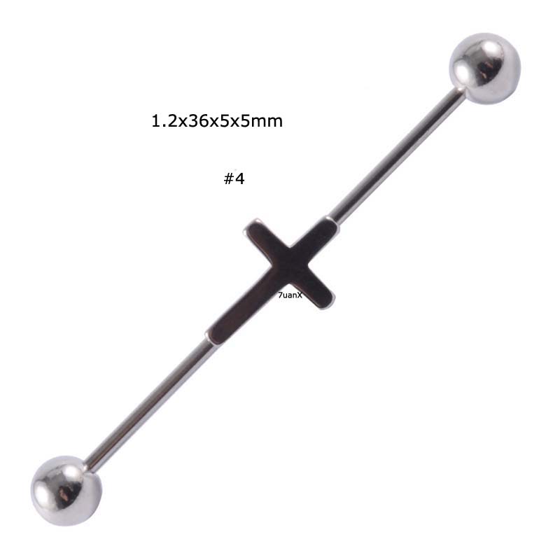 1 Piece Industrial Barbell Earring Piercing Cross Heart Snake Shape Punk Style Unisex