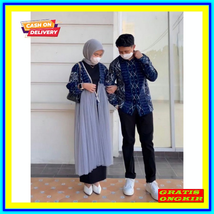 Bju Seragaman Kapel Keluarga Pakaian Pasangan Kopel Terbaru Baju Caple Baju Tenun Couple - Set Cou