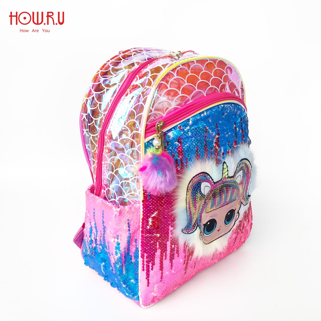 HOW.R.U | Tas Backpack LOL / Tas Sekolah Anak Sequin Premium 9886