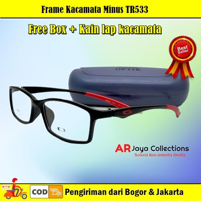 Extra Cashback Frame Kacamata Minus 0X Tr533 Sporty Gratis Lensa, Kaca Mata Baca - Hitam Lis Merah,