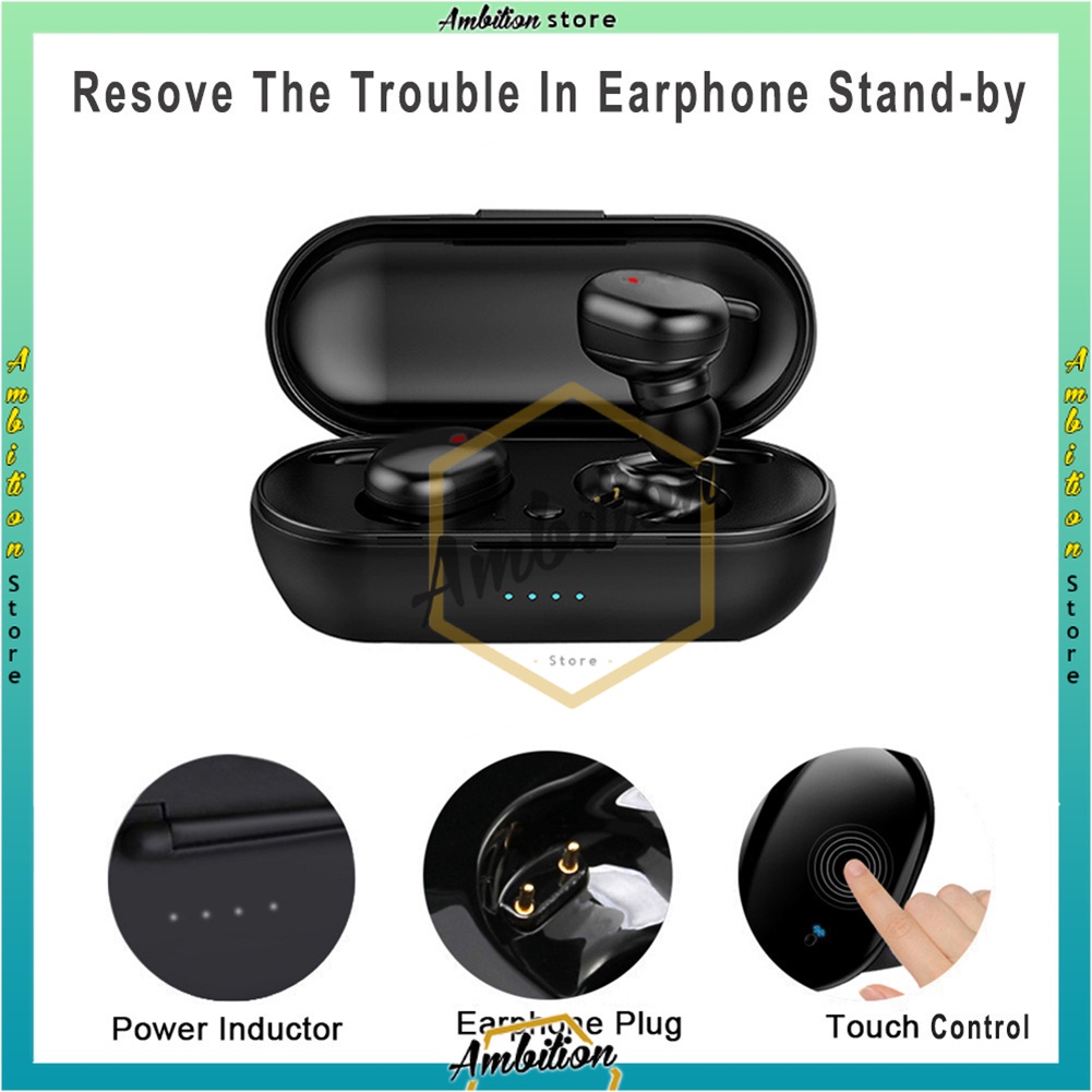 Bluetooth Wireless Y30 Bluetooth Earphone Tws Handfree Bass Headset Nirkabel V5.0 Tws Headset Dual Earbud Bass Suara untuk Ponsel Telepon