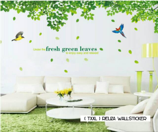 (TXXL) RELIZA WALL STICKER RENDA HIJAU GREEN LEAVES STIKER DINDING AY233