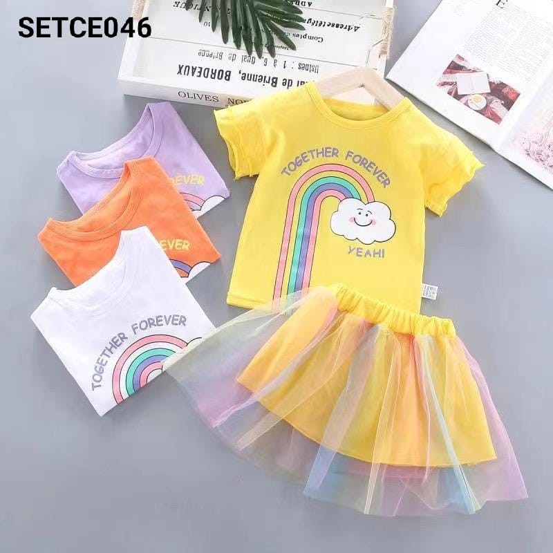 SETELAN BAJU ANAK IMPORT PEREMPUAN ROK TULE  A1046