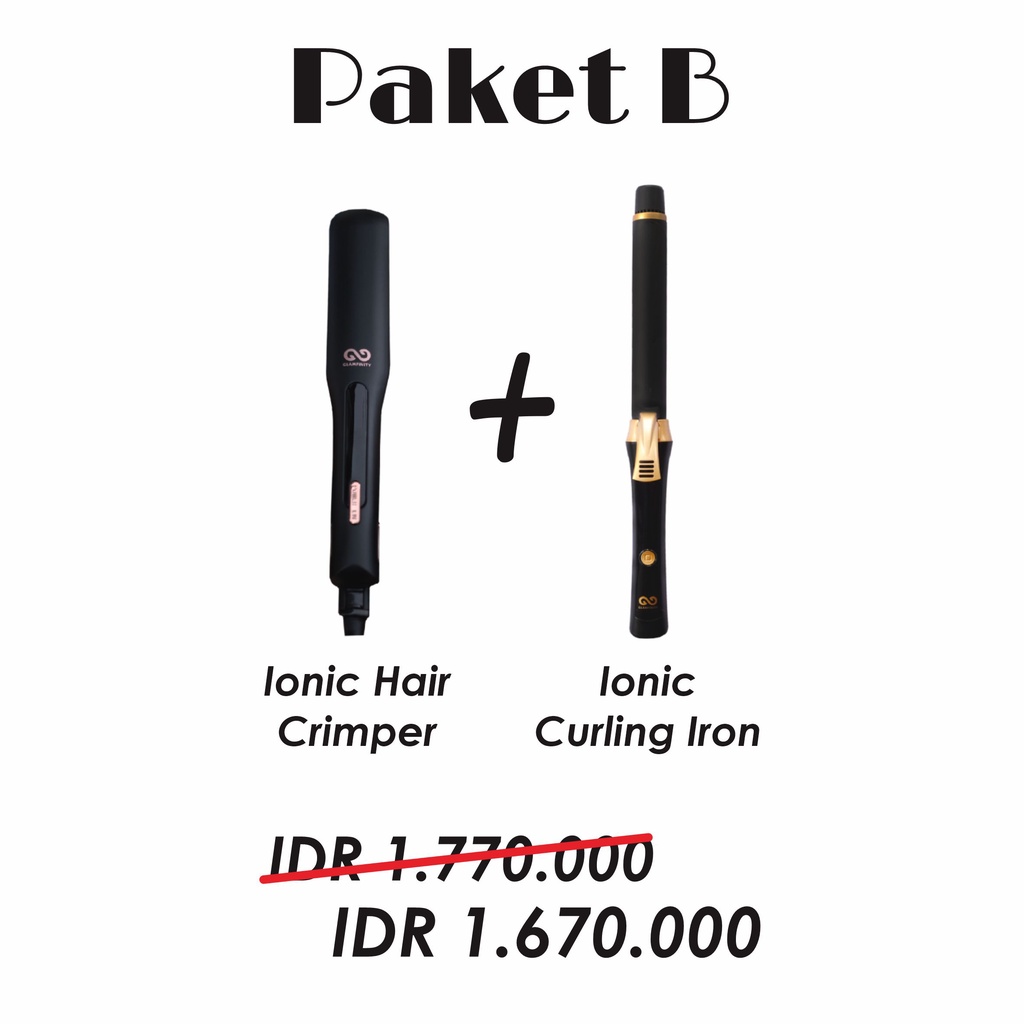 PROMO BUNDLE GLAMFINITY IONIC HAIR CRIMPER + IONIC CURLING IRON