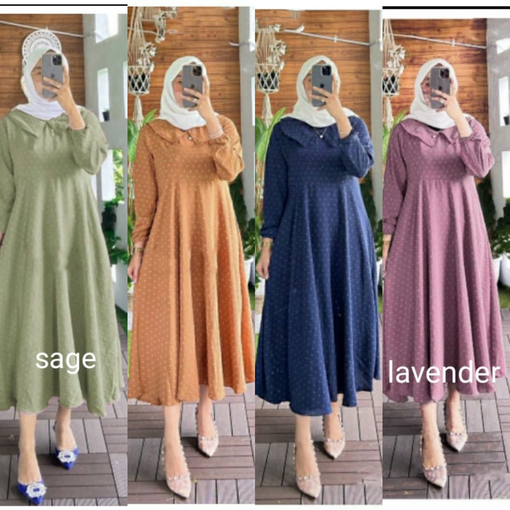 CANDRA MIDI DRESS CRINCLE URAGIRI / MIDI DRESS BUSUI /  MIDI DRESS POLOS / MIDI DRESS CRINCLR DOTTI 