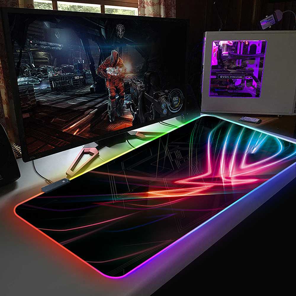 mouse pad gaming xl led rgb logo asus rog usb cable 800x300mm ultra smooth