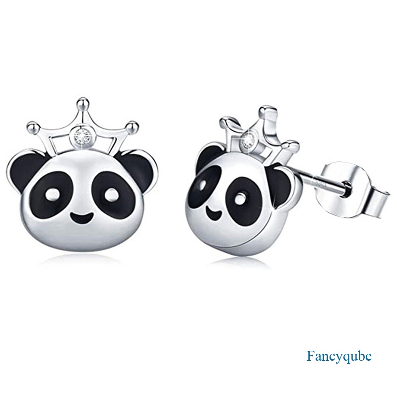 Fancyqube Anting Stud Bentuk Hewan Panda Bahan Alloy Untuk Wanita