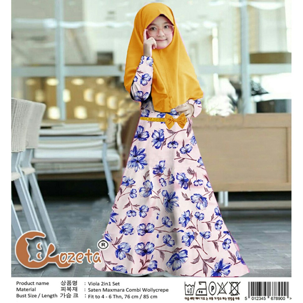 *016 VIOLA GAMIS KIDS 2IN1 BAJU MUSLIM ANAK CEWEK MODERN MASA KINI TERBARU GROSIR TANAH ABANG