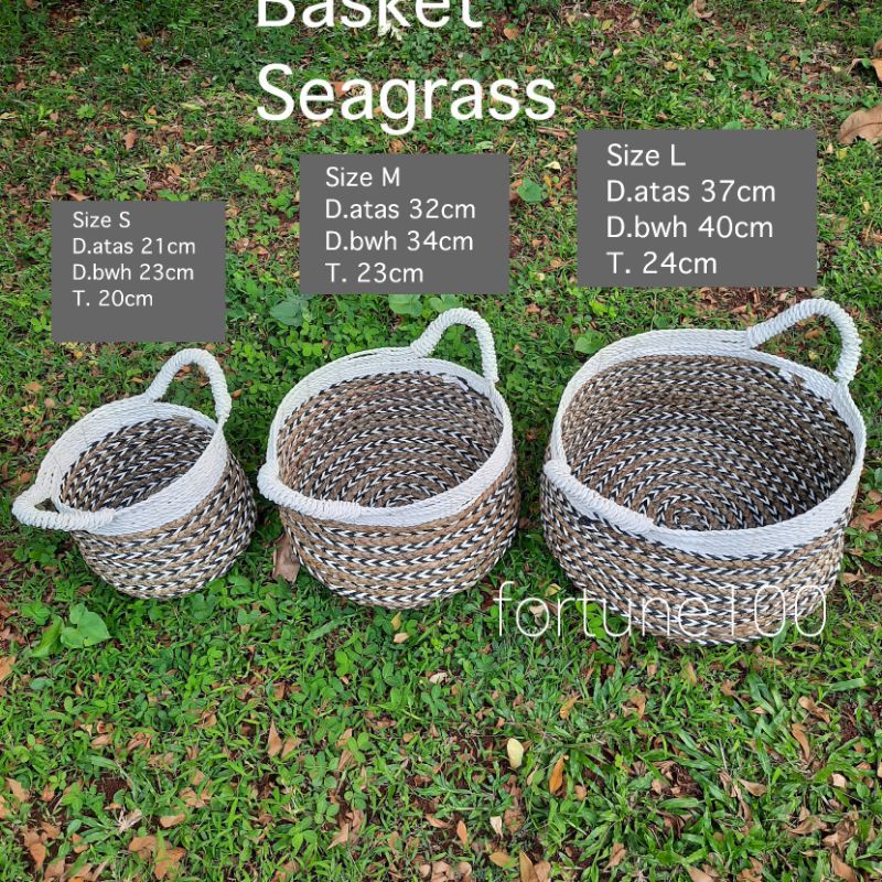 Cover Pot Seagrass / Coverpot Anyam / Keranjang Anyaman Handle JF04