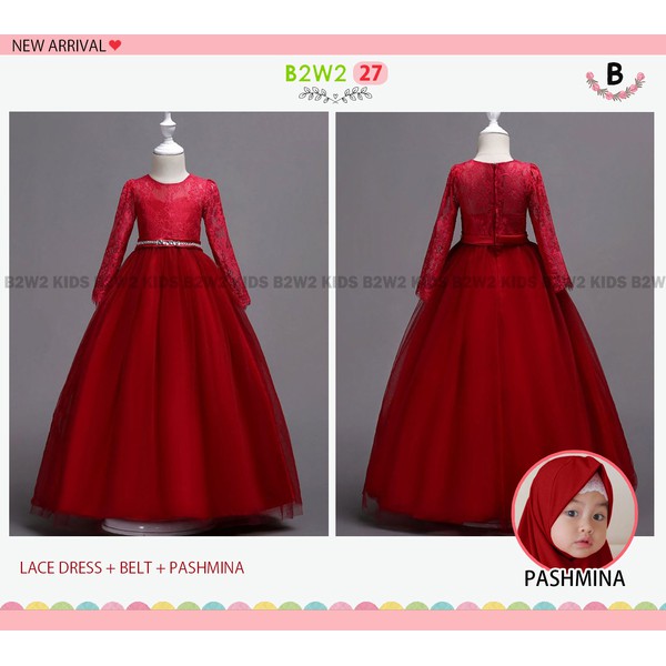 Import Bw27 B Baju Pesta Gaun Muslim Kostum Gamis Syari Sari Anak India Merah Maroon Shopee Indonesia