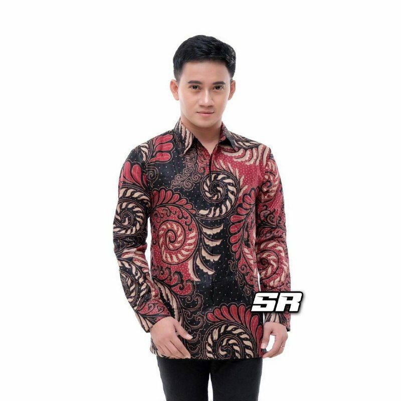 Baju Batik Pria Slimfit Big Size M L XL XXL Atasan Kemeja Batik Lengan Panjang Original