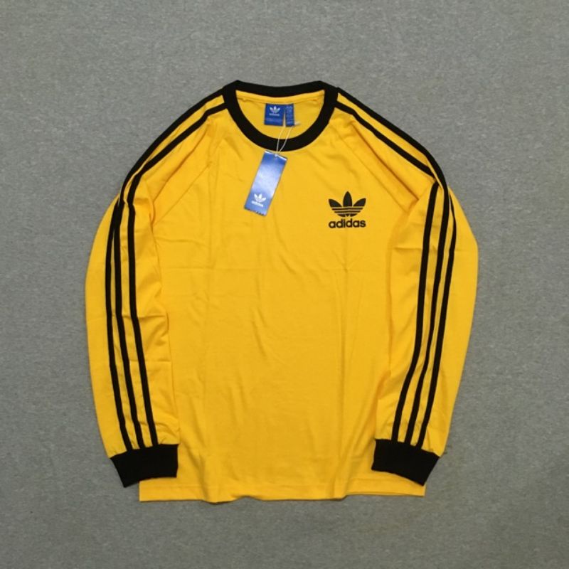 KAOS ADIDAS LENGAN PANJANG 3 STRIPE - WARNA KUNING