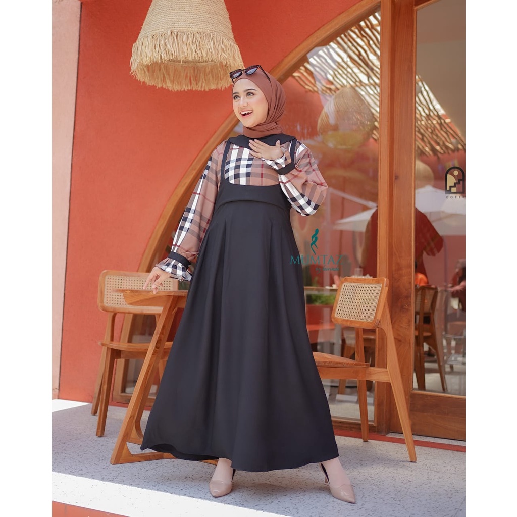 DRESS AVRIL AMOORA MUMTAZ GAMIS OVERALL STYLE CASUAL HANGOUT REMAJA WANITA SYARI KEKINIAN