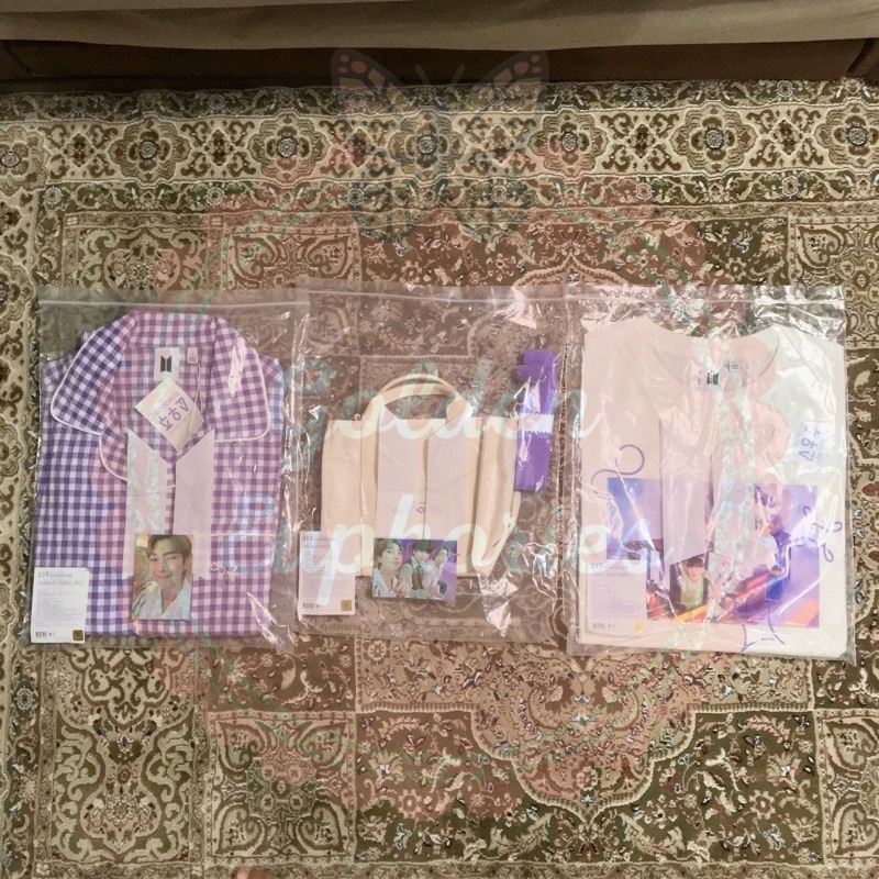 BTS Sowoozoo Official Merch Fullset : Pajama Set ; Mini Bag ; Photo T-Shirt