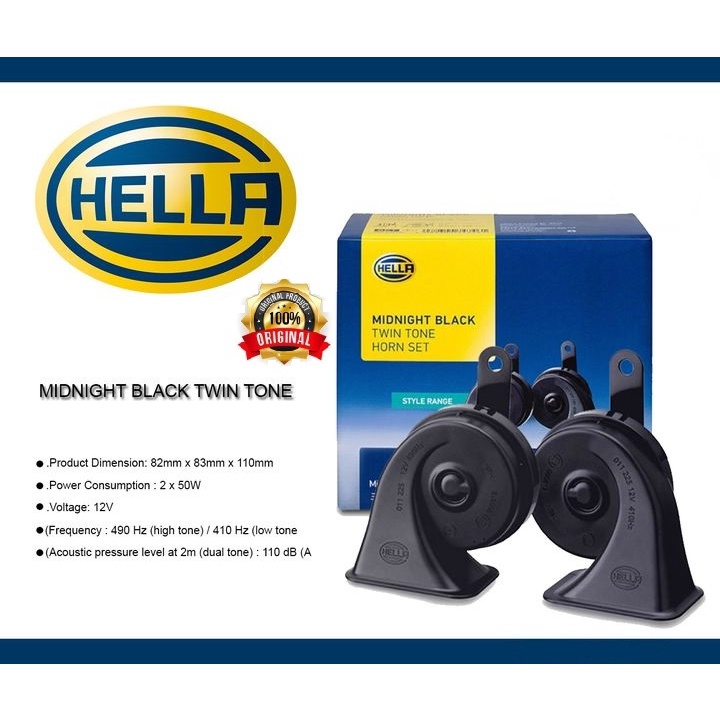 PAKET KOMPLIT Klakson Keong HELLA MIDNIGHT BLACK TWIN TONE Original + KABEL RELAY SET BOSCH TERMURAH