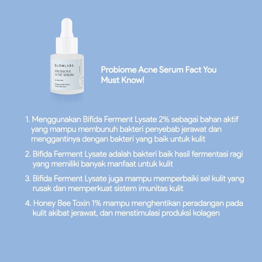 BPOM Glowlabs Probiome Acne Serum Jerawat Mencegah Timbulnya Jerawat Memperbaiki Skin Barrier