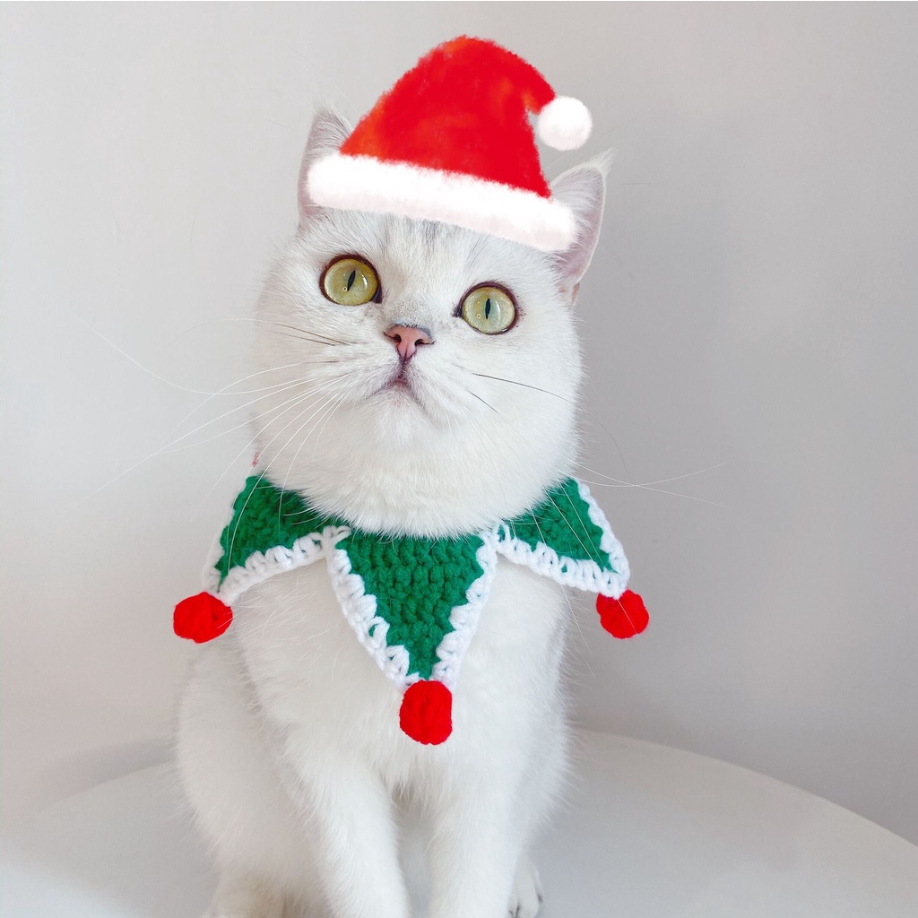 Aksesoris Kerah Rajutan Tangan Adjustable Motif Bintang Natal Untuk Anjing Dan Kucing Peliharaan