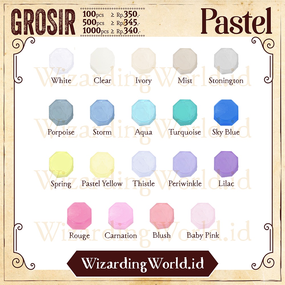 

Wax Seal Beads PASTEL COLOR Bead Lilin Segel Tablet Pill Per Pcs Stampel Sealing Surat Octagon