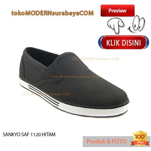 Sankyo Saf 1120 Hitam Sepatu Pria Sepatu Kasual Slip On Sepatu Karet