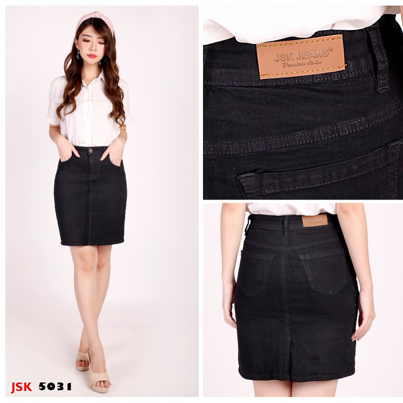 Rok Pendek Jeans Wanita (3 WARNA) Rok Jeans Wanita Rok Denim Hitam Biru JSK Jeans Cewek Denim Denim 