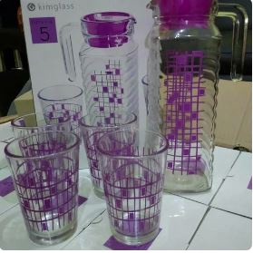 Teko Set Kim Glass 5pcs 1pitcher 4gelas Sesuai Gambar