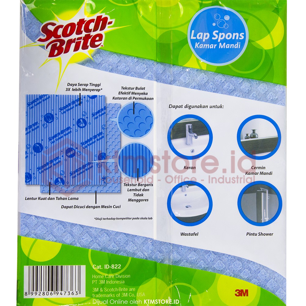 3M Scotch Brite Kain Lap Spons Sponge Kamar Mandi ID-822