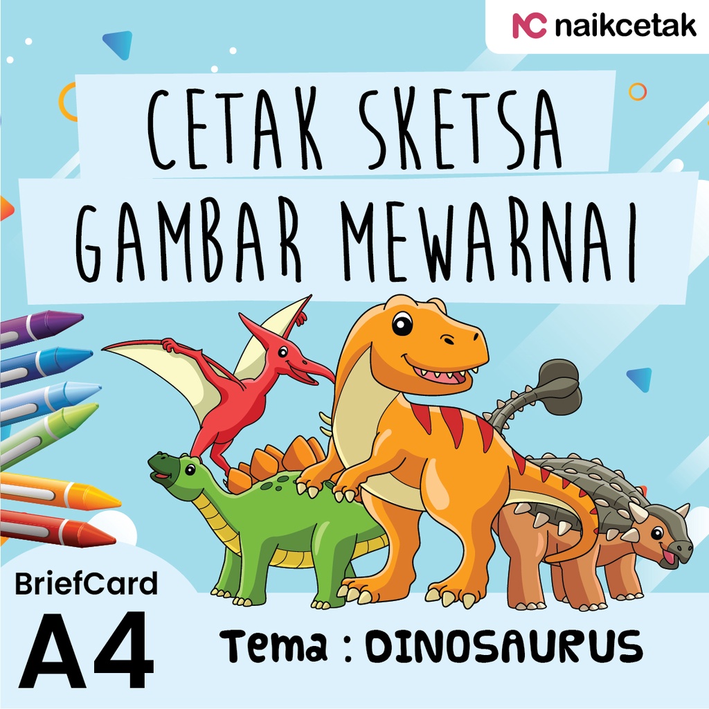 GAMBAR & SKETSA MEWARNAI - TEMA DINOSAURUS