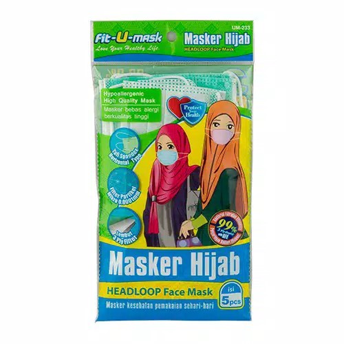 MASKER FIT U MASK HEADLOOP MASKER HIJAB 5's