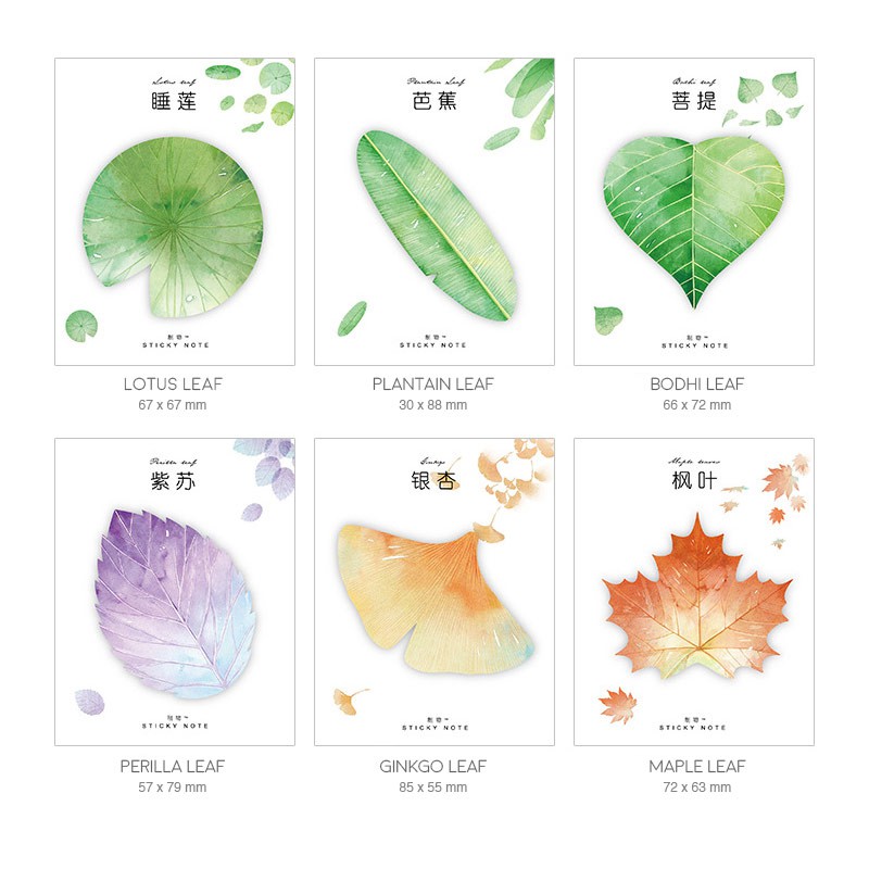 PMM Leaf Collection Sticky Notes Catatan Note Tempel Bentuk Daun Tempelan