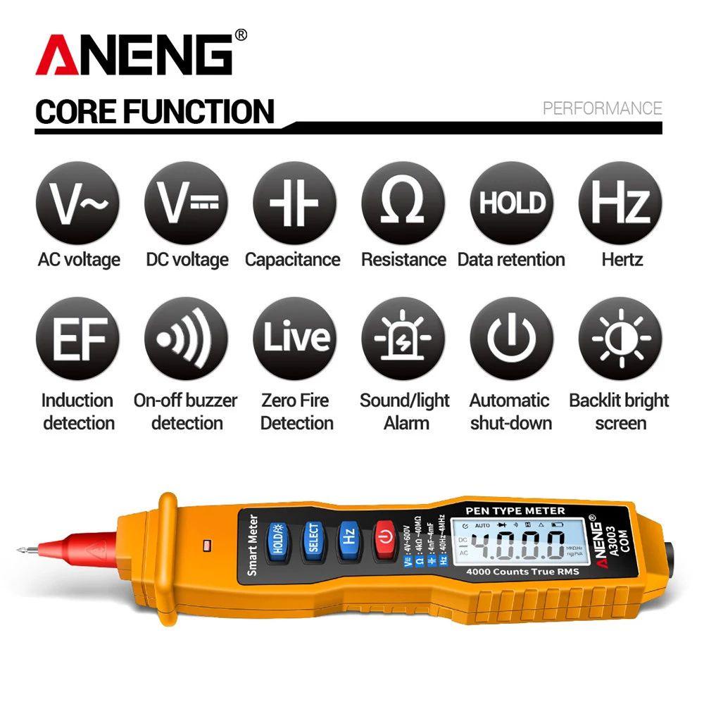 Solighter Digital Multimeter ANENG A3003 4000menghitung AC/DC Profesional Smart Meter