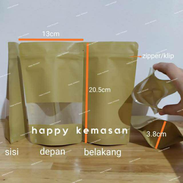 Standing Pouch Litho 250gr Window Uk. 13x20cm Zipper (100pcs)