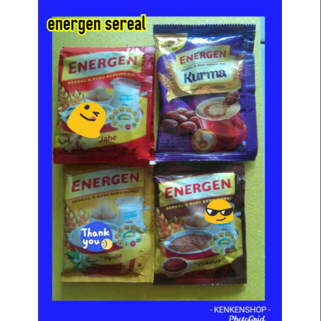 

Energen sereal coklat vanila jahe kurma jagung