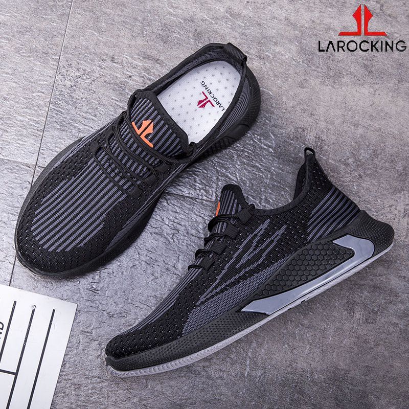 Larocking - Dalton Hitam Abu | Sepatu Sneakers Running Gym Shoes