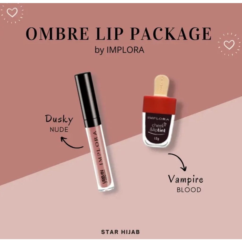 Lipcream Implora Dusky 01 BPOM Ombre + Liptin