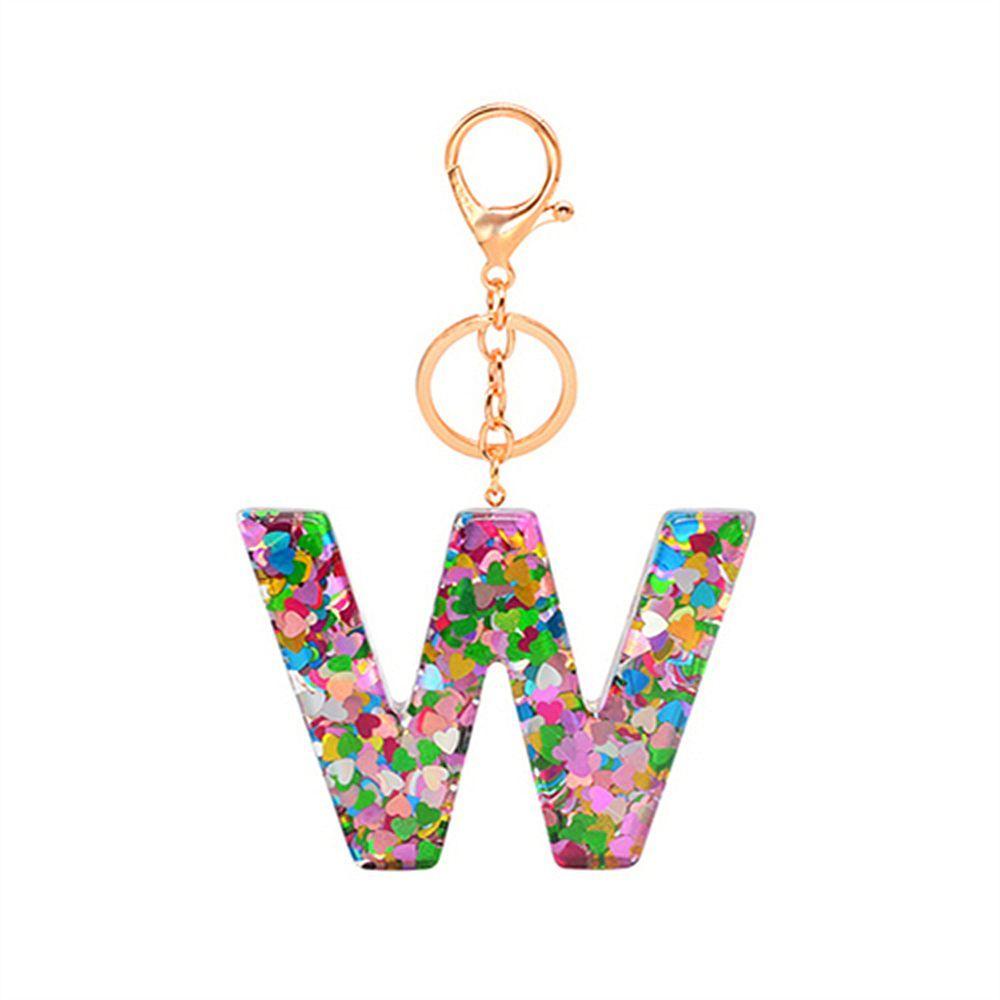 AUGUSTINA 26huruf Gantungan Kunci Cinta Hati Sequin Trinket Aksesori Diy Ornamen Handbag Charms Hanging Decoration Handbag Pendant English Alphabet Keyring