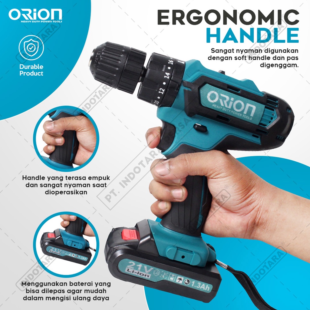 Mesin Bor Baterai Tangan / Cordless Drill Battery Orion CD2100B