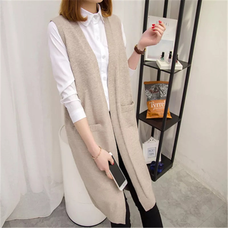 Long Vest Tanpa Lengan /  Long Vest Knit Sleeveless / Long Vest Korean Outfit