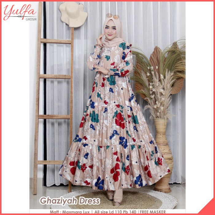 Gamis kekinian Gamis Motif terbaru Gamis Butik YL039 | Shopee Indonesia