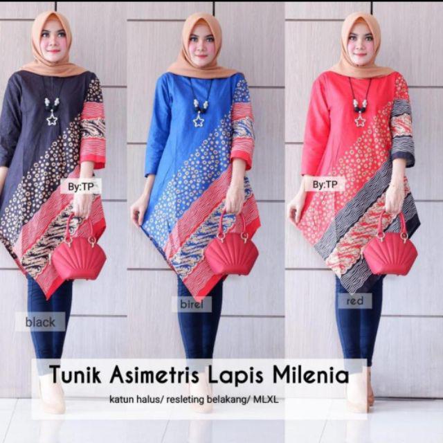 Tunik Asimetris Lapis Milenia/batik Tunik/tunik Wanita/(0205)