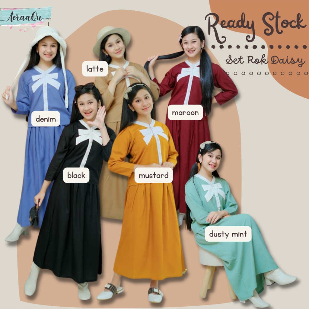 SETELAN ROK ANAK PEREMPUAN REMAJA BAHAN RAYON VISCOSE USIA 12 14 16 18 TH DAISY AERAAQU