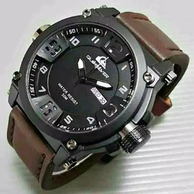 Jam Tangan Pria Sporty Quicksilver Day Date Aktif Strap Kulit