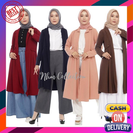 Sweater Long Panjang Cardigan Rajut Feliz Long Cardi Kancing Cardigan Wanita Outer Atasan Muslim 710