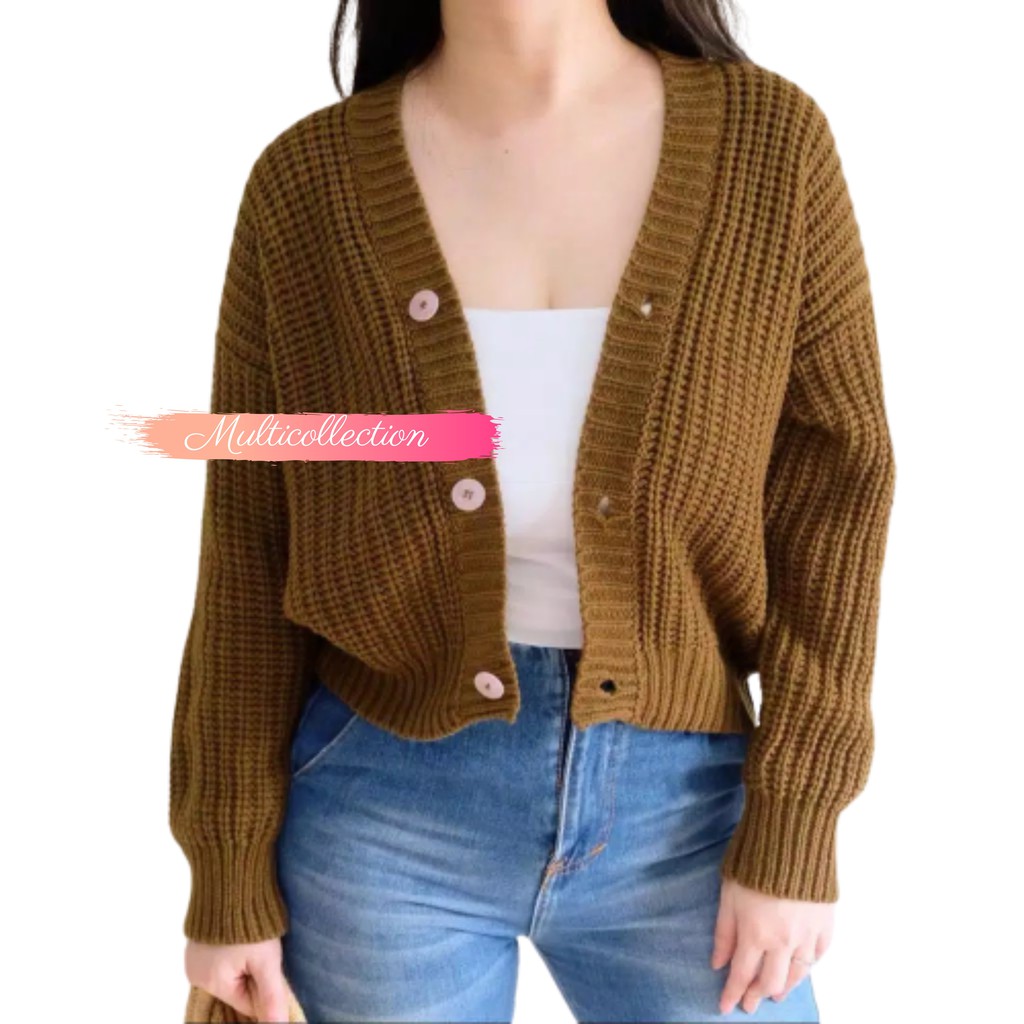 ARSY CARDY / CROP CARDY WANITA / Cardigan Crop / Cardy Rajut / Outer Wanita / Cardigan Rajut Wanita-BRONZE