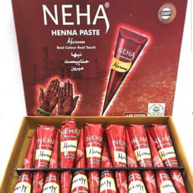1box 12 pcs Neha Cone Henna neha maroon mirchi cherry black red white mix colour