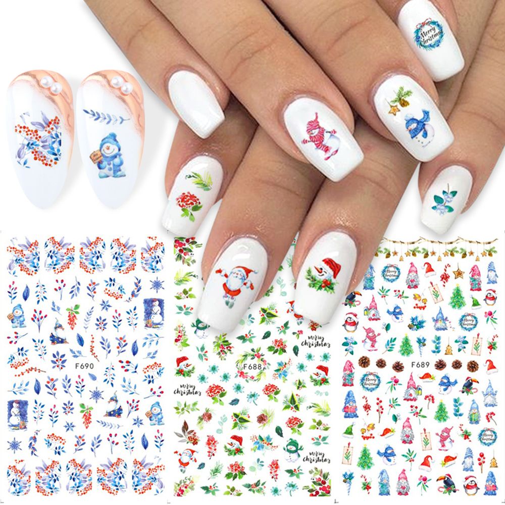 Suyou Stiker Kuku 3d Motif Natal / Santa Claus / Rusa / Snowflake Untuk Dekorasi Nail Art Diy