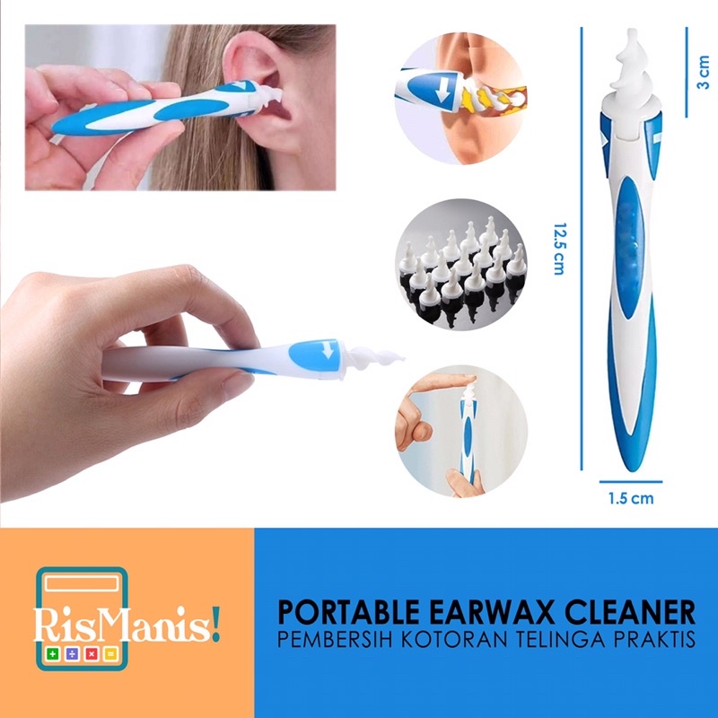 PORTABLE EARWAX CLEANER - Pembersih Kotoran Telinga Korek Kuping Praktis Aman Silikon Lembut Nyaman