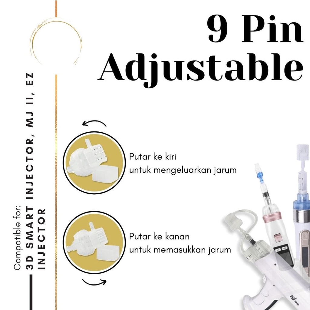 Needle beauty tools jarum 9 pin ez injector mj II 3D INJECTOR ADJUST 0.1 MM SD 4.0 MM