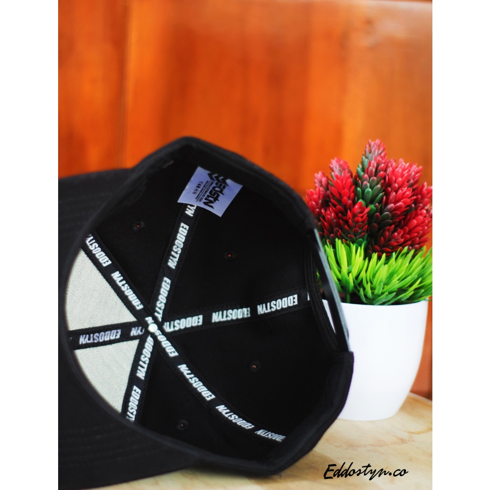 Topi Snapback hip hop Original Distro Premium Pria Dewasa Bordir Eddostyn Full Black BDR Latin Gold