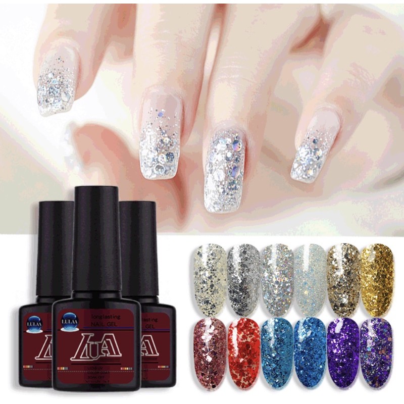 LULAA glitter gel polish 7ml uv led lamp soak off gel polish kutek gel nailart